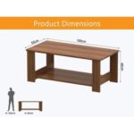 Mahmayi Modern Coffee Table with Two Tier Storage Shelf - Natural Dijon Walnut