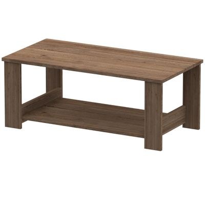 Mahmayi Modern Coffee Table with Two Tier Storage Shelf - Truffle Davos Oak - Image 2