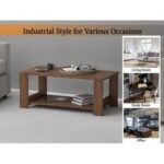 Mahmayi Modern Coffee Table with Two Tier Storage Shelf - Truffle Davos Oak