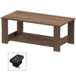 Mahmayi Modern Coffee Table with BS02 USB Port and Two Tier Storage Shelf - Truffle Davos Oak