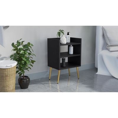 Mahmayi Modern Night Stand, Side End Table with 3 Open Storage Shelf - Black - Image 2