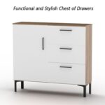 Mahmayi Modern Wooden Chest of Drawer with 3 Drawers and 1 Door Storage Shelf Cabinet for Living Room, Bedroom, Home Office, Entryway - Brown Kansas Oak and White