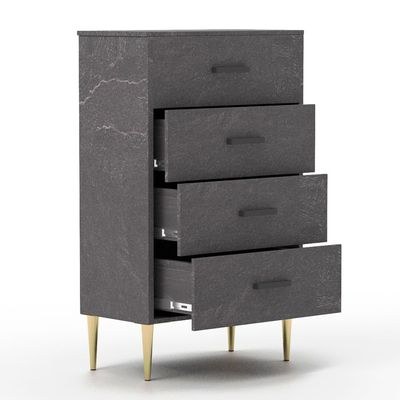Mahmayi Modern Wooden Chest of Drawer with 4 Drawers Cabinet for Living Room, Bedroom, Home Office, Entryway - Anthracite Jura Slate - Image 2