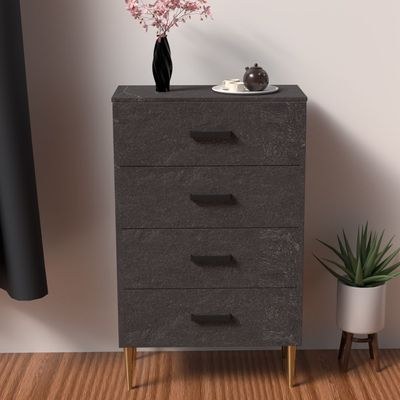 Mahmayi Modern Wooden Chest of Drawer with 4 Drawers Cabinet for Living Room, Bedroom, Home Office, Entryway - Anthracite Jura Slate - Image 3