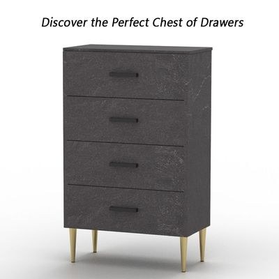 Mahmayi Modern Wooden Chest of Drawer with 4 Drawers Cabinet for Living Room, Bedroom, Home Office, Entryway - Anthracite Jura Slate - Image 4