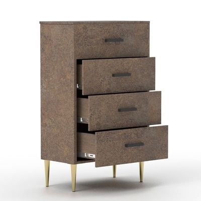 Mahmayi Modern Wooden Chest of Drawer with 4 Drawers Cabinet for Living Room, Bedroom, Home Office, Entryway - Ferro Bronze MFC Board - Image 2