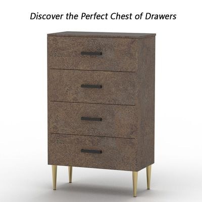 Mahmayi Modern Wooden Chest of Drawer with 4 Drawers Cabinet for Living Room, Bedroom, Home Office, Entryway - Ferro Bronze MFC Board - Image 4