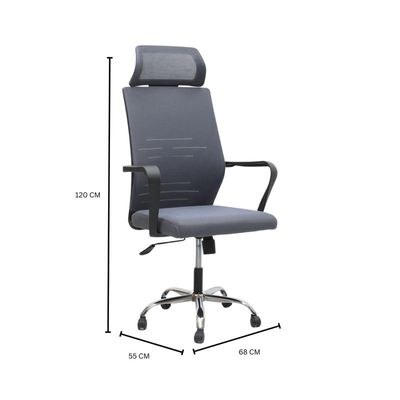 Office Chair, Desk Mesh Chair, Ergonomic Computer Chair, 360° Swivel Chair, Adjustable Lumbar Support, Headrest, and Armrests, Lockable Tilt, Grey - Image 3