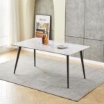 Modern Rectangular Kitchen Dining Table Set With 6 Chairs