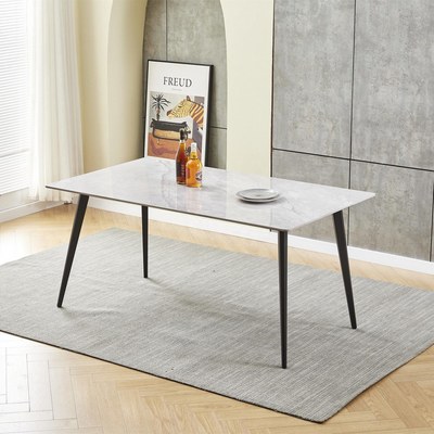 Modern Rectangular Kitchen Dining Table Set With 6 Chairs - Image 2
