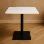 Bourgeois Square Shape Marble Top Metalic Base Cafe Restaurant Table Dining Table