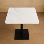 Bourgeois Square Shape Marble Top Metalic Base Cafe Restaurant Table Dining Table