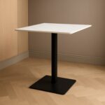Bourgeois Square Shape Marble Top Metalic Base Cafe Restaurant Table Dining Table