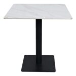 Bourgeois Square Shape Marble Top Metalic Base Cafe Restaurant Table Dining Table