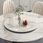 Exclusive Modern Round Table Rock Slab Tabletop