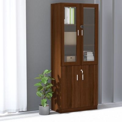 Mahmayi Argent 1123 Full Height Bookshelf Cabinet with Digital Lock Sturdy and Elegant Wooden Bookshelf Ideal for Home and Office - Dark Walnut - Image 5