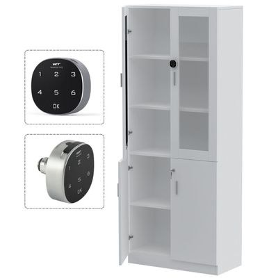 Mahmayi Carre 1123 Full Height Bookshelf Cabinet with Digital Lock Sturdy and Elegant Wooden Bookshelf Ideal for Home and Office - White - Image 3