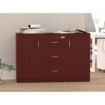Mahmayi Argent 1147 Storage Cabinet with 3 Storage Drawer and 2 Side Door with Touch Screen Digital Lock ideal for Home and Office - Apple Cherry