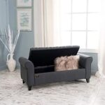Zamansız Button Tufted Design Premium Wood 2 Seater Storage Bench (Dark Grey)