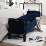 Royal Blue Premium Wood Upholstered Flip top Storage Bench