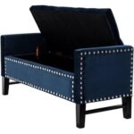 Royal Blue Premium Wood Upholstered Flip top Storage Bench