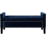 Royal Blue Premium Wood Upholstered Flip top Storage Bench