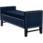 Royal Blue Premium Wood Upholstered Flip top Storage Bench