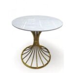 Coffee Table with Stainless Steel Legs and Marble Top Unique Disc Wheels Design for Elegant Living Room Decor