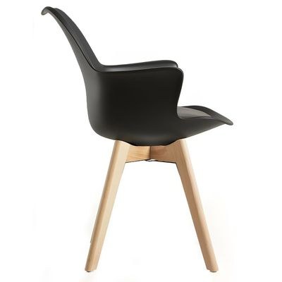 Maple Home Nordic Plastic Dining Arm Scandinavian chair Padded Leather Seat Solid Wooden Legs Curved Backrest Living Outdoor Office Furniture - Image 2