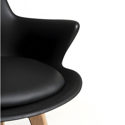 Maple Home Nordic Plastic Dining Arm Scandinavian chair Padded Leather Seat Solid Wooden Legs Curved Backrest Living Outdoor Office Furniture - Image 3