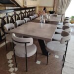 Maple Home Modern Dining Chair Boucle Fabric Curved Backrest Lamb Wool Contemporary Matte Black Metal Frame Leisure Kitchen Indoor Furniture