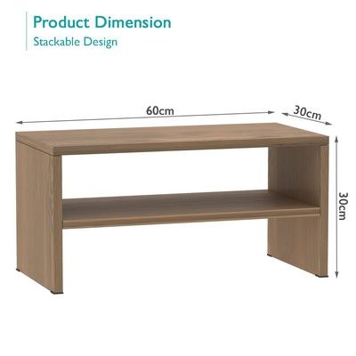 Mahmayi 2-Tier Stackable Shoe Rack, Wooden 2-Shelf Shoe Shoes Organizer Storage Shelf for Entryway Hallway Bathroom and Living Room - Light Imperia - Image 2
