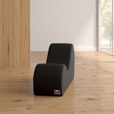 Wooden Armless Modern Chaise Lounge (Black Polyester) - Image 3