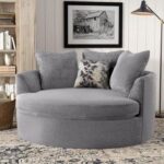 Velvet Round Solid Wood Barrel Sofa Chair ( Silver )