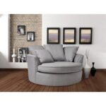 Velvet Round Solid Wood Barrel Sofa Chair ( Silver )