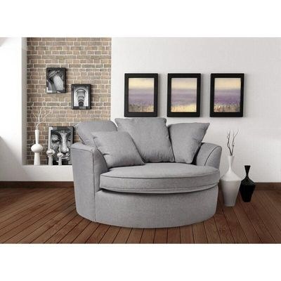 Velvet Round Solid Wood Barrel Sofa Chair ( Silver ) - Image 2