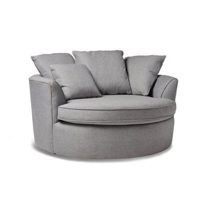 Velvet Round Solid Wood Barrel Sofa Chair ( Silver ) - Image 3
