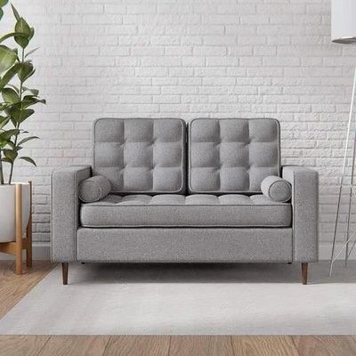 Madera Square Arms and Tufting-Bolster 2 Seater Sofa | Chaise Lounge (With 2 Pillows)