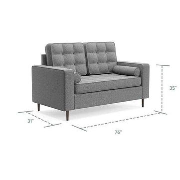 Madera Square Arms and Tufting-Bolster 2 Seater Sofa | Chaise Lounge (With 2 Pillows) - Image 3