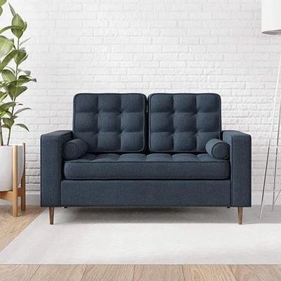Madera Square Arms and Tufting-Bolster 2 Seater Sofa | Chaise Lounge (With 2 Pillows)