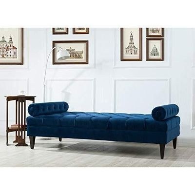 Large Bolstered Lounge Entryway Deewan Three Seater Lounge for Living Room (Blue Velvet)