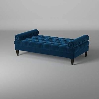 Large Bolstered Lounge Entryway Deewan Three Seater Lounge for Living Room (Blue Velvet) - Image 5