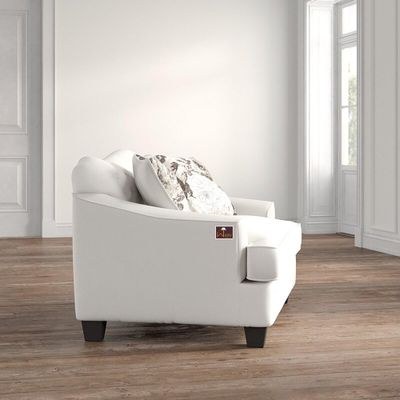 Wooden Recessed Arm Loveseat Sofa 2 Seater, Beige (Walnut Legs) - Image 5