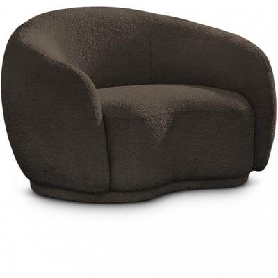 Snug Rounded Back Rich Brown Modern Boucle Sofa - Image 2