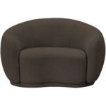 Snug Rounded Back Rich Brown Modern Boucle Sofa