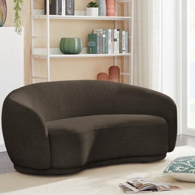 Snug Rounded Back Rich Brown Modern Boucle Sofa - Image 2