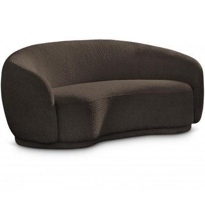 Snug Rounded Back Rich Brown Modern Boucle Sofa - Image 3
