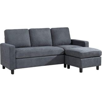 Convertible L-Shaped Wide Reversible Sectional Sofa 3 Seater With Ottoman - Image 2