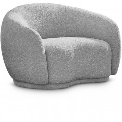 Snug Rounded Back Rich Grey Modern Boucle Sofa - Image 2