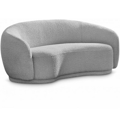 Snug Rounded Back Rich Grey Modern Boucle Sofa - Image 2